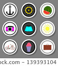 Vector icon illustration logo for set symbols on flat colored buttons 139393104