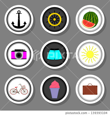 Vector icon illustration logo for set symbols on flat colored buttons Vector icon illustration logo for set symbols on flat colored buttons 139393104