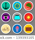 Vector icon illustration logo for set symbols on flat colored buttons 139393105