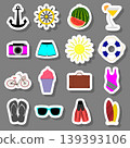 Vector icon illustration logo for set symbols on flat colored buttons 139393106