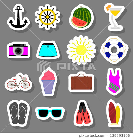 Vector icon illustration logo for set symbols on flat colored buttons 139393106