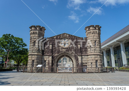The exterior of the former main gate of Kagoshima Prison, a registered tangible cultural property, against a blue sky (historical building in Kagoshima City) The exterior of the former main gate of Kagoshima Prison, a registered tangible cultural property, against a blue sky (historical building in Kagoshima City) 139393428