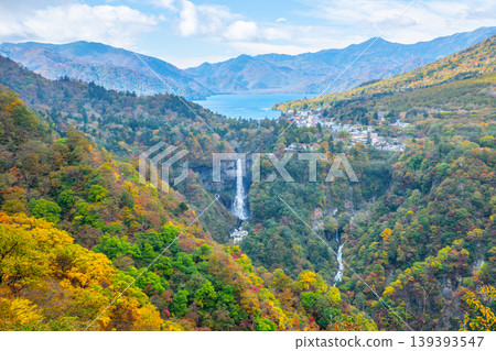 Autumn foliage view of Kegon Falls from the Akechidaira Ropeway observation deck. Autumn foliage view of Kegon Falls from the Akechidaira Ropeway observation deck. 139393547