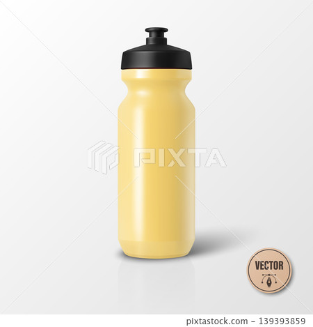 Vector 3d Realistic Yellow Sports Water Bottle Mockup. Blank Plastic Cycling Water Bottle with Black Cap. Water Bottle Template. Vector Sport Bottle for Fitness, Gym, Branding, Packaging Design Vector 3d Realistic Yellow Sports Water Bottle Mockup. Blank Plastic Cycling Water Bottle with Black Cap. Water Bottle Template. Vector Sport Bottle for Fitness, Gym, Branding, Packaging Design 139393859