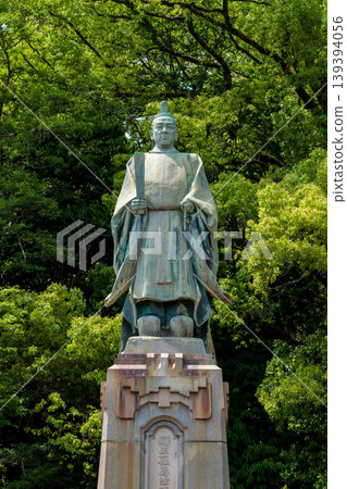 A close-up view of the bronze statue of Shimazu Nariakira, a historical figure (Kagoshima City). A close-up view of the bronze statue of Shimazu Nariakira, a historical figure (Kagoshima City). 139394056