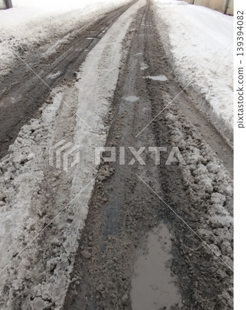 Slush ice, slurry mixture of small ice crystals, snow and liquid water. Slush forms when ice or snow melts during mixed precipitation with dirt and pollutants, resulting in gray or muddy brown color. Slush ice, slurry mixture of small ice crystals, snow and liquid water. Slush forms when ice or snow melts during mixed precipitation with dirt and pollutants, resulting in gray or muddy brown color. 139394082