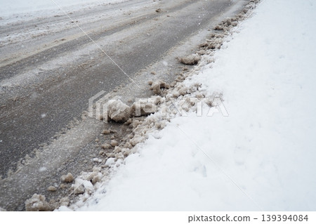 Slush ice, slurry mixture of small ice crystals, snow and liquid water. Slush forms when ice or snow melts during mixed precipitation with dirt and pollutants, resulting in gray or muddy brown color. Slush ice, slurry mixture of small ice crystals, snow and liquid water. Slush forms when ice or snow melts during mixed precipitation with dirt and pollutants, resulting in gray or muddy brown color. 139394084