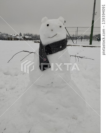 A snowman, or snow woman, is stylized human figure or sculpture made of snow. Building a snowman is winter pastime that originated in ancient times. It symbolizes the spirit of winter and snowstorms. 139394091