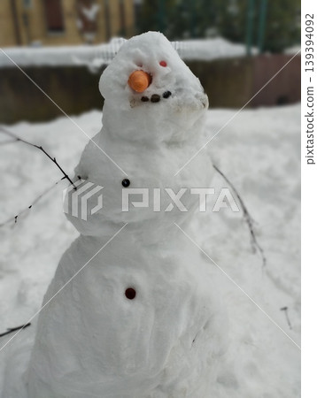 A snowman, or snow woman, is stylized human figure or sculpture made of snow. Building a snowman is winter pastime that originated in ancient times. It symbolizes the spirit of winter and snowstorms. A snowman, or snow woman, is stylized human figure or sculpture made of snow. Building a snowman is winter pastime that originated in ancient times. It symbolizes the spirit of winter and snowstorms. 139394092