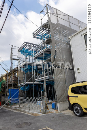 Steel frame of a building under construction Steel frame of a building under construction 139394139