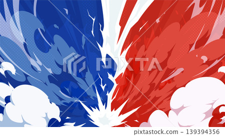 Background illustration of a battle scene with lightning and smoke effects_Blue and red_16:9 Background illustration of a battle scene with lightning and smoke effects_Blue and red_16:9 139394356