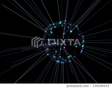 一個發光的球體和一道光線 139394433