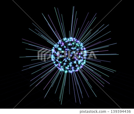 A glowing sphere and a ray of light A glowing sphere and a ray of light 139394436
