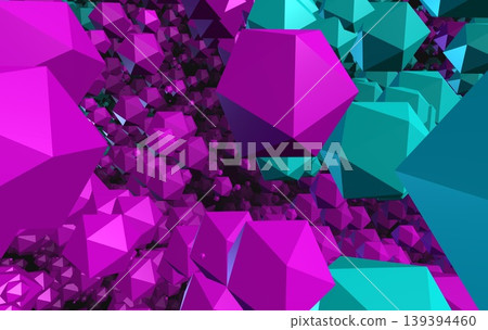 Purple and blue three-dimensional shapes 139394460