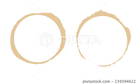 Mug trace circle, vector coffee stain. Brown drink ring silhouette for design. Dirty liquid splatter, splash, or spot from tea, juice, or wine. Mug trace circle, vector coffee stain. Brown drink ring silhouette for design. Dirty liquid splatter, splash, or spot from tea, juice, or wine. 139394622