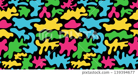 Modern Camouflage Pattern. Abstract seamless vector background with bright neon splatter shapes Modern Camouflage Pattern. Abstract seamless vector background with bright neon splatter shapes 139394677