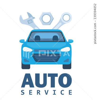 Auto service concept. Car accessories composition with auto. Vector illustration. Auto service concept. Car accessories composition with auto. Vector illustration. 139394852