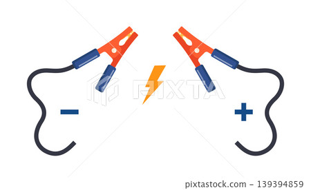 Car battery jumper power cable icon isolated. Wire Battery Charge Connect. Vector Illustration. Car battery jumper power cable icon isolated. Wire Battery Charge Connect. Vector Illustration. 139394859