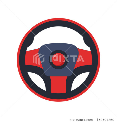 Realistic car steering wheel. Auto part for control drive and turn. Leather automobile steering wheel with mode and vehicle horn button. Vector illustration. Realistic car steering wheel. Auto part for control drive and turn. Leather automobile steering wheel with mode and vehicle horn button. Vector illustration. 139394860