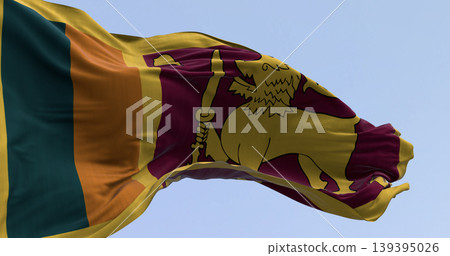 Sri Lanka national flag waving on a clear day Sri Lanka national flag waving on a clear day 139395026