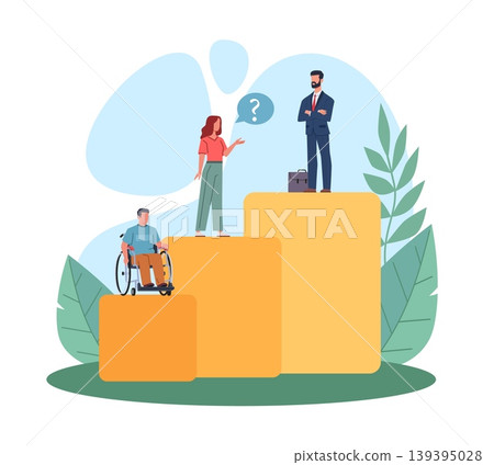 Discrimination in workplace. Humiliating employees or job seeker, abuse and inequality, career progression, equal opportunity in professional development vector concept 139395028