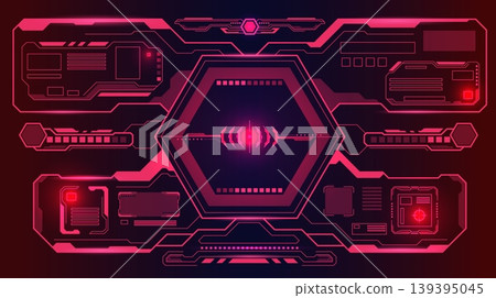 Hud sci fi interface screen. Glowing gaming assets, futuristic gui screen, technology display, digital background design, control dashboard, virtual visualization, qualitative vector concept 139395045