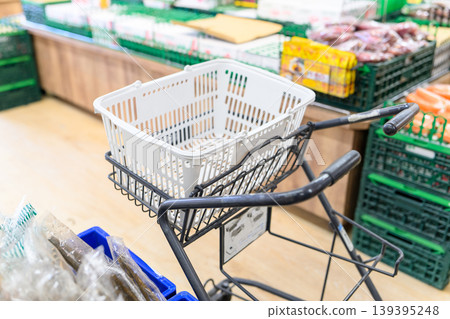 Supermarket shopping carts and baskets Supermarket shopping carts and baskets 139395248
