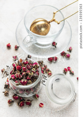 Dried rose buds preparing herbal floral tea tradition Dried rose buds preparing herbal floral tea tradition 139395563