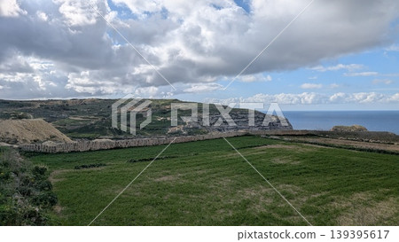 Panoramic view of sea, landscape and sky 139395617