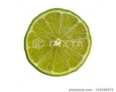Fresh green lime fruit slice isolated on white Fresh green lime fruit slice isolated on white 139395674