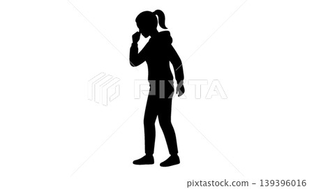 年輕女子哭泣的剪影 139396016