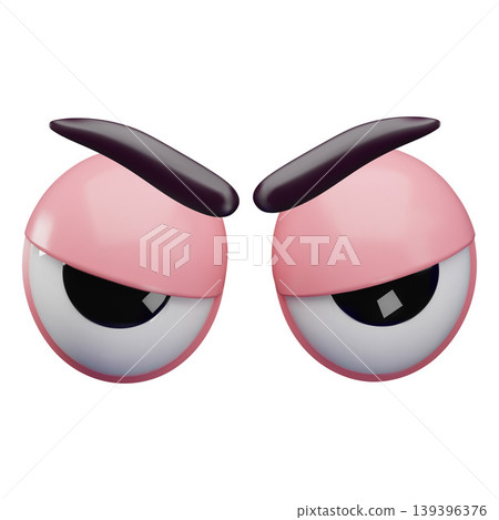 3D eye icon with furrowed brows and squinted eyelids. 3D eye icon with furrowed brows and squinted eyelids. 139396376