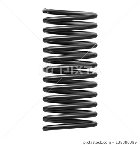 Black steel coil spring on an isolated background. Return mechanism. Black steel coil spring on an isolated background. Return mechanism. 139396389
