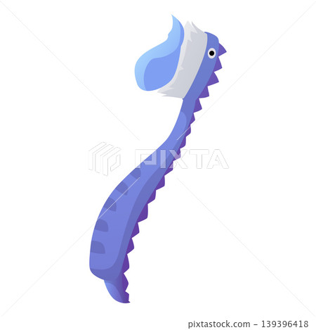 Baby toothbrush with toothpaste, dental tool for kid oral hygiene, vector bristles and blue dragon animal plastic handle Baby toothbrush with toothpaste, dental tool for kid oral hygiene, vector bristles and blue dragon animal plastic handle 139396418