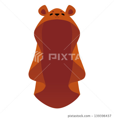 A brown baby towel with a hood, ears, and a bear face. 139396437