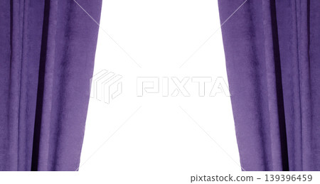 Elegant purple velvet curtains frame a clean white space for copy Elegant purple velvet curtains frame a clean white space for copy 139396459