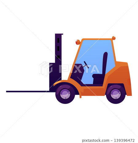 Orange forklift, a vehicle for lifting and moving materials. Industrial transport. Orange forklift, a vehicle for lifting and moving materials. Industrial transport. 139396472