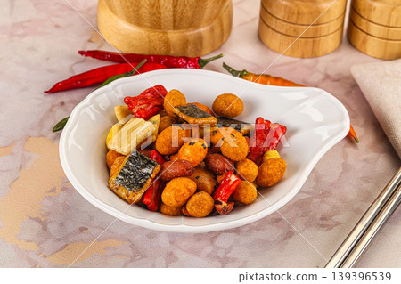 Japanese snack - Chili mame arare cracker Japanese snack - Chili mame arare cracker 139396539