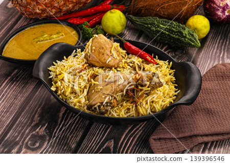 Indian chicken biryani with basmati rice Indian chicken biryani with basmati rice 139396546