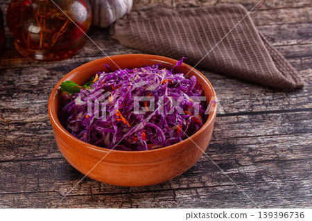 Salad with fresh pirple cabbage and carrot Salad with fresh pirple cabbage and carrot 139396736