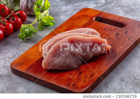 Raw turkey breast fillet steak Raw turkey breast fillet steak 139396739