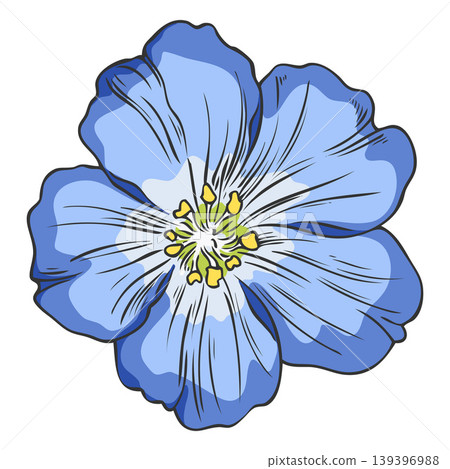 Blue flax flower, watercolor vintage hand sketch. Flora Blue flax flower, watercolor vintage hand sketch. Flora 139396988