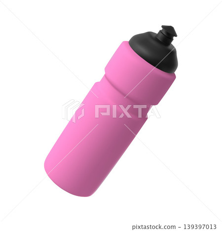Pink sport bottle of clean water with dispenser 3D vector mockup, reusable fitness bottle, vector gym flask of pure aqua 139397013