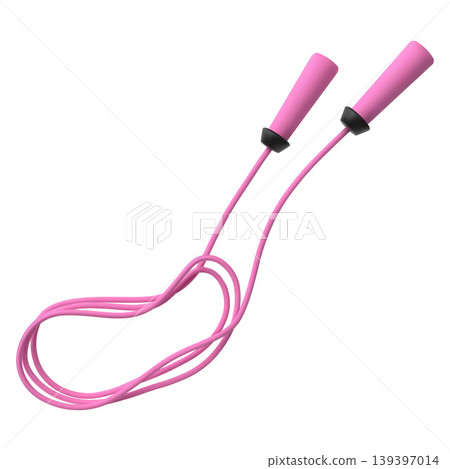A pink jump rope for fitness and cardio workouts, realistic icon. 139397014