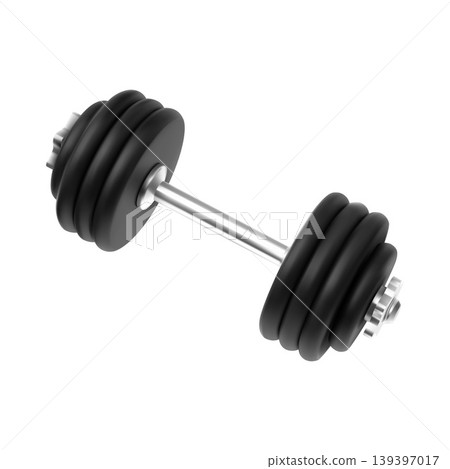 Icon of a collapsible dumbbell with black discs and a steel handle. 139397017