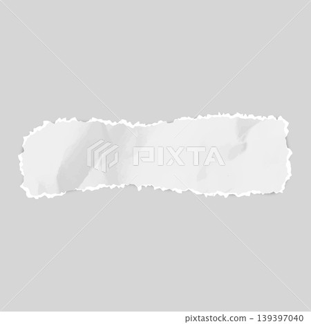 A strip of white paper with ragged, torn edges and a wrinkled texture. A strip of white paper with ragged, torn edges and a wrinkled texture. 139397040