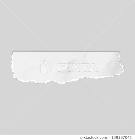 A realistic torn strip of white paper, wrinkled, with a jagged bottom edge A realistic torn strip of white paper, wrinkled, with a jagged bottom edge 139397045