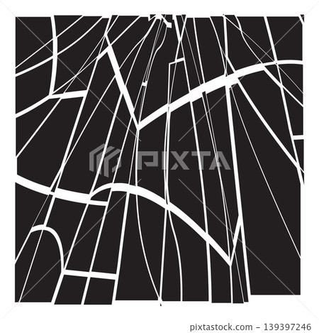 Shattered glass or fissured square shape pattern, broken black and white fragments background, cracks surface, split Shattered glass or fissured square shape pattern, broken black and white fragments background, cracks surface, split 139397246