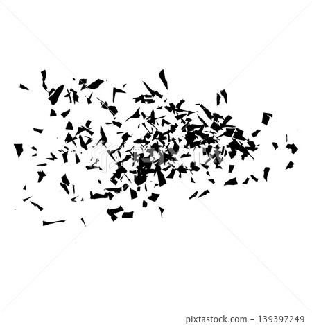Black shattered and fractured glass with chaotic scattered splinters, broken fragments background, vector burst effect 139397249