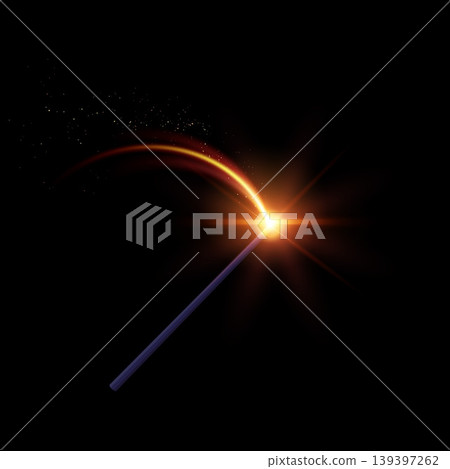 Magic wand with golden glowing, miracle stick with sparkle ray lights, wizard weapon rod rpg fantasy game asset stuff Magic wand with golden glowing, miracle stick with sparkle ray lights, wizard weapon rod rpg fantasy game asset stuff 139397262